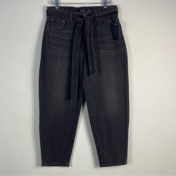 Lauren Ralph Lauren Belted High Rise Round Tapered Leg Jeans‎ Size 8 NEW Ankle - Picture 1 of 10